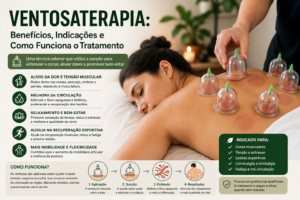 Mulher relaxada usando ventosa.