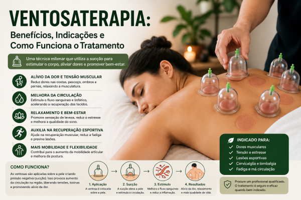 Mulher relaxada usando ventosa.